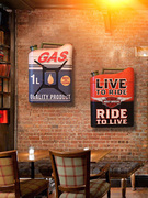 美式工业风墙壁装饰品酒吧餐厅汽车店铁艺立体挂件复古油桶铁皮画
