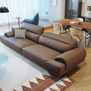 真皮沙发意式极简客厅小户型，直排三人位组合头层牛皮l型沙发