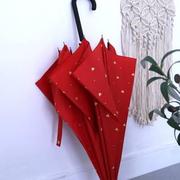 一把小红伞 桃心古风红色长柄伞新娘红伞抗风雨伞直杆伞