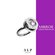 ALP JEWELRY镜心系列欧美时尚个性设计师银色水钻戒指