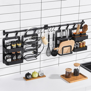厨房五金挂件套装家用厨卫用品用具，小百货黑色，免打孔挂钩架类简易