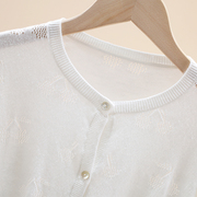 女童白色镂空针织开衫薄款女宝宝，外套夏季儿童空调，衫大童防晒衣潮