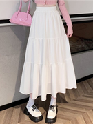 白色蛋糕裙半身裙女夏季高腰百褶裙中长款a字裙小个子伞裙蓬蓬裙