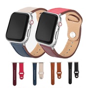 表带工厂适用苹果表带iWatch2/3/4/5/6小牛皮钉扣手表带撞色