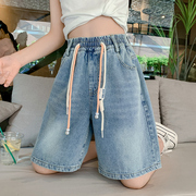 女童夏装牛仔短裤，2024外穿洋气童装儿童裤，子女大童夏季五分裤
