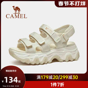 骆驼户外凉鞋女士2022夏速干沙滩鞋，防滑软底魔术贴厚底运动凉拖鞋