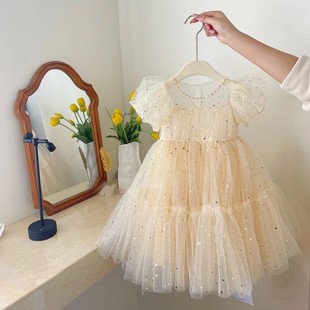 女童生日连衣裙夏季儿童洋气泡泡，袖蓬蓬纱裙子，气质公主裙礼服