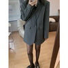 灰色西装外套女高级设计感一粒扣韩版宽松复古休闲显瘦小西服上衣