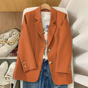 西装外套韩版经典两粒扣气质桔色宽松休闲网红小西服女YS238