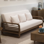 北欧全实木沙发现三人，位新中式小户型客厅，转角白蜡木布艺沙发组合