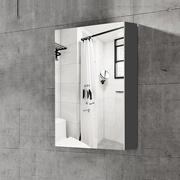 太空铝双面镜吊柜卫生间简约壁挂小尺寸40CM现代厕所黑色浴室镜柜