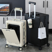 前置开口行李箱20寸男女多功能24铝框商务登机旅行密码皮箱拉杆箱