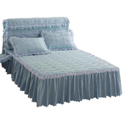 欧式夹棉加厚床裙式床罩蕾丝边纯色公主风1.8米2床上用品时尚