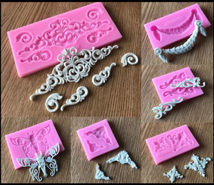 多款花边造型翻糖蛋糕硅胶模具，DIY 烘焙磨具