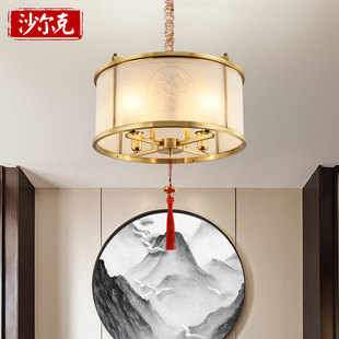 现代简约新中式全铜餐厅吊灯，大气圆形饭厅，灯饰中国风创意书房灯具