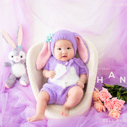 新生儿拍照衣服兔子款紫色星黛露主题可爱萌宝满月百天摄影服装套