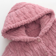 秋冬款珊瑚绒睡衣女加绒加厚三层，夹棉袄冬季法兰绒，带帽家居服套装