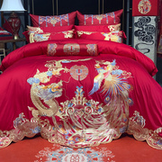 婚庆家纺四六件套结婚床，上用品红色床单，被套九喜狐