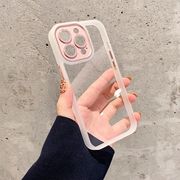 苹果13金属镜框iphone12promax镶钻镜头手机壳，11边框硅胶保护套夏日透明14pro奢华网红男女简约潮牌小众