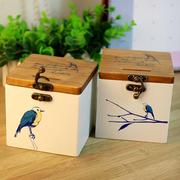 ZAKKA木质蓝鸟存钱罐 创意储物盒存钱庄储蓄罐桌面储物盒学生礼物
