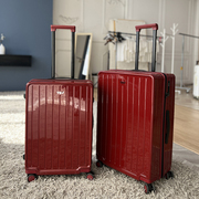 行李箱拉杆箱24寸女红色结婚密码箱，耐用皮箱子，学生旅行箱男万向轮
