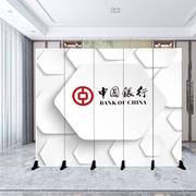 屏风logo办公隔断银行约客厅，大厅简定制白色室背景墙公司折叠移动