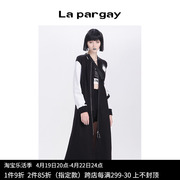 lapargay纳帕佳2024女装，上衣个性时尚气质，长袖撞色袖超长外套