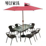 峎尔良休闲室外桌椅遮阳伞组合阳台咖啡奶茶店户外庭院铁艺藤椅80