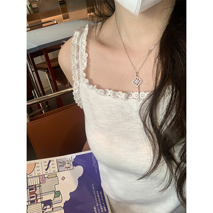 马西西(马西西)微胖大码胖mm花边吊带背心女夏季外穿宽松显瘦无袖打底上衣