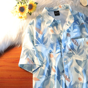 芃漫满身花卉复古短袖衬衣夏威夷度假风情侣衬衫男女小众夏季外套