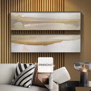 pinhong客厅长幅画个性有框画北欧细长画床头现代抽象铝合金框