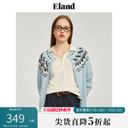 eland衣恋针织衫女纯棉，长袖毛衣开衫波，西米亚风2024春季