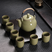 青瓷提梁泡茶壶大号功夫，r茶具套组家用龙泉冰裂陶瓷大容量茶杯整