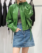 2023进口绵羊皮外套女秋季韩版宽松设计显瘦短款皮衣夹克