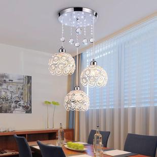 餐厅吊灯三头水晶单头玻璃饭厅吊灯现代简约餐桌吊灯个性创意灯具