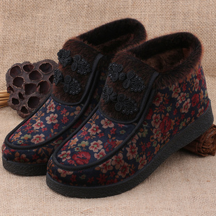 老北京布鞋女鞋老人棉鞋冬季高帮中老年妈妈鞋防滑加厚保暖奶奶鞋