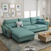 北欧客厅沙发现代简约小户型，转角布艺组合可拆洗乳胶沙发实木家具