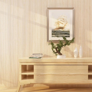 定制日式亚麻布纹自粘墙纸素色卧室温馨无纺布壁纸纯色防水背景墙