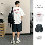 reez店主穿搭日系潮牌，短袖t恤男夏季高品质宽松情侣半袖上衣