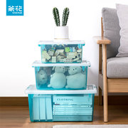 茶花塑料收纳箱床底透明塑料装书衣物玩具零食箱子客厅储物收纳盒