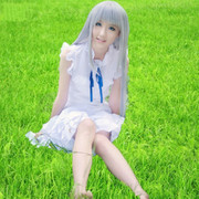 未闻花名本间芽衣子面码漫展表演cosplay服装白女连衣裙