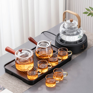 玻璃茶具套装茶盘全套侧把泡茶壶家用客厅功夫茶茶道办公室用茶杯