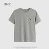 IMCC设计感小众灰色正肩小狗刺绣短袖T恤女基础款宽松百搭打底衫