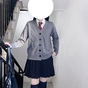 刺篇川奈jk制服基础纯色针织开衫外套学院风白色灰色毛衣秋冬