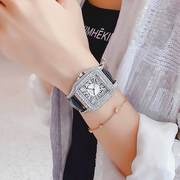 诗高迪皮带女士手表气质时尚高级感满钻韩版数字方形表盘镶钻女表