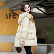 羽绒服女冬季2023年韩版气质收腰中长款复古开衫轻薄女款外套