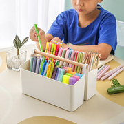 马克笔收纳盒大容量笔筒书桌面儿童，画笔水彩笔铅笔文具桶笔架手提