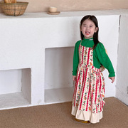 韩国女童秋装卡通可爱背带裙，2022秋季女宝洋气吊带裙儿童裙子