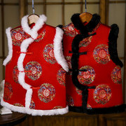 中国风年衣童装儿童棉马甲，女22年秋冬婴儿，小马褂男宝马夹背新