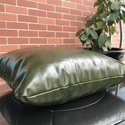 高档PU皮质沙发靠垫纯色靠枕枕套办公室抱枕汽车腰垫含芯